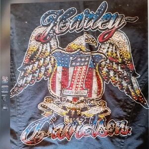 Harley-Davidson Black Jacket with Vibrant Eagle Design